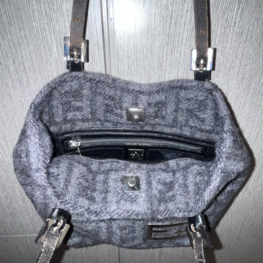 Fendi: Wool Cashmere Zucca Monogram Shoulder Bag - Picture 6 of 17